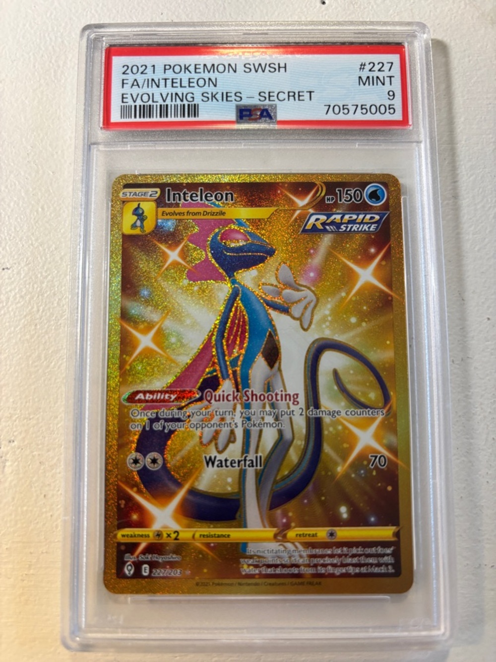 Pokemon Inteleon Secret Rare Gold Holo with Blue and Purple Accents